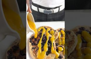 Vegan Gluten-Free Blueberry Pancakes & Mango Syrup!