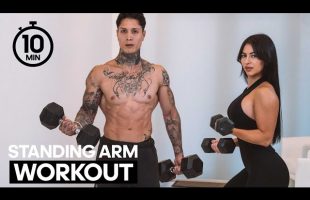 10 Min Standing Arms Workout | No Repeat With Dumbbells