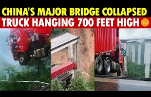 Shocking! A Major Bridge in Guizhou Collapsed, With a Truck Hanging in Midair 700FT Above the Ground