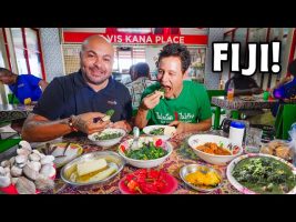 First Time in Fiji 🇫🇯 FIJIAN STREET FOOD – Taro Leaves, Fish Kokoda + Market Tour!