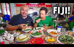 First Time in Fiji 🇫🇯 FIJIAN STREET FOOD – Taro Leaves, Fish Kokoda + Market Tour!