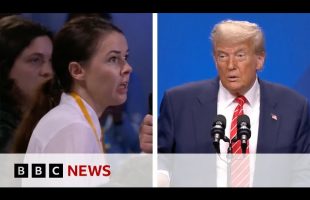 Donald Trump asks BBC Ukrainian reporter about her family at Nato summit | BBC News