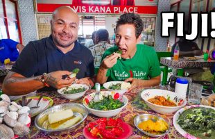 First Time in Fiji 🇫🇯 FIJIAN STREET FOOD – Taro Leaves, Fish Kokoda + Market Tour!