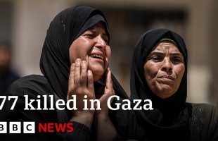 Gaza rescuers say 77 people killed by Israeli air strikes | BBC News