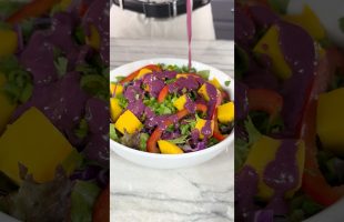 Greens & Mango Salad w/ Blueberry Dressing! Oil Free, Refined Sugar Free