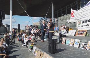 Peaceful protest and interviews – Senedd, Cardiff