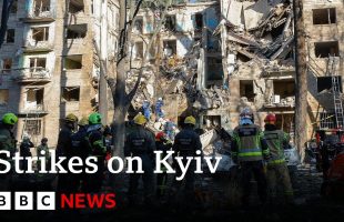 Seven killed in Kyiv after Russian aerial attack | BBC News