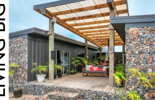 Twin 40ft Shipping Containers Transformed Into Rustic Off-Grid Paradise