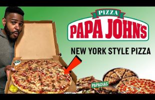 Papa Johns Pizza NEW Epic Stuffed Crust (NY Style Pizza) Papadia Taste Test MUKBANG Review