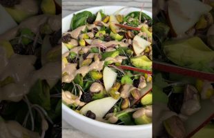 Spinach & Pear Salad Oil-Free Vegan  Dressing