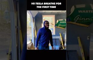 Our V8 Tesla Takes Its First Breath #tesla #v8engine #v8swap