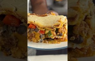 Simple No Chick’n Vegan Enchilada Casserole #oilfree #wheatfree #veganrecipe
