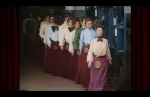 Gibson Girls Clock Out c.1899 Film HD Colorized & Restored to Life