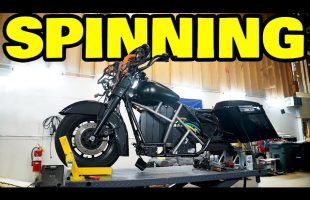 Wheels Spinning on our DIY Electric Harley Davidson