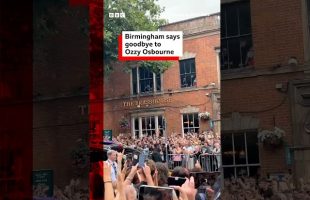 Ozzy Osbourne’s cortege passes through Birmingham. #OzzyOsbourne #BBCNews