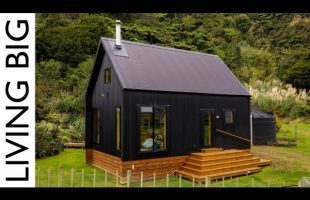 Stunning Black Off-Grid Cabin By The River
