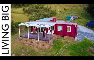 Off-The-Grid 40ft Shipping Container Home Even Charges Electric Car