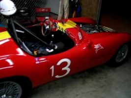 1957 Devin in race paddock at night