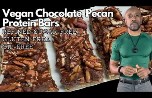 Healthy Vegan Chocolate Pecan Protein Bars l Refined-Sugar-Free, Gluten-Free, Oil-Free