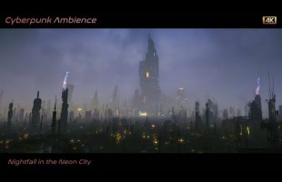 Cyberpunk| NIGHTFALL IN THE NEON CITY | 4K AMBIENCE for sleep, study and relaxation – 6 Hours