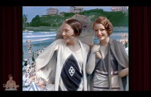 A Day at the Beach 1928 – Biarritz France 1920s | AI Enhanced [60 fps 4k]