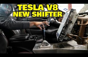 Giving our V8 Tesla a race car sequential shifter, with FAMILY