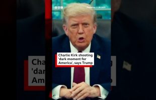 Charlie Kirk shooting ‘dark moment for America’, says Trump. #CharlieKirk #BBCNews