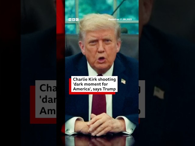 Charlie Kirk shooting ‘dark moment for America’, says Trump. #CharlieKirk #BBCNews