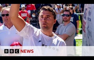 Manhunt for Charlie Kirk killer continues as Trump says it is ‘dark moment for America’ | BBC News