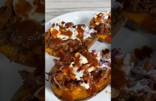 Vegan Pulled BBQ Stuffed Sweet Potato!