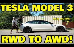 We hacked a Tesla model 3 to all wheel drive and it’s fantastic!