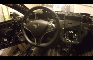 Removed top dash pad of Tesla Model S